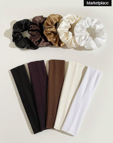 10pcs Solid Color Simple Retro Fashion Breathable Sweat-Absorbing Hair Accessories