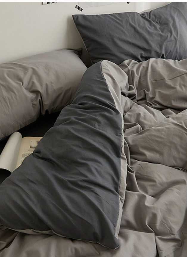 Three-piece gray double-skin skin-friendly quilt cover 200x200