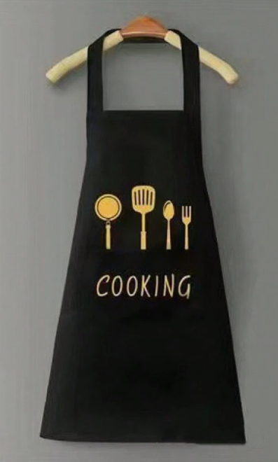 1pc Kitchen Apron, Adjustable Halter With Pocket, Waterproof And Oil-Proof