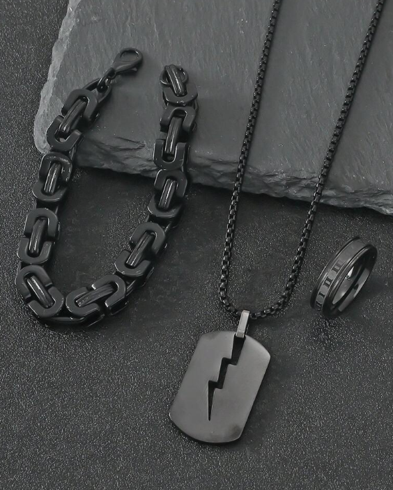 Fashionable Colorful Men Jewelry Set, Including Lightning Pendant Necklace