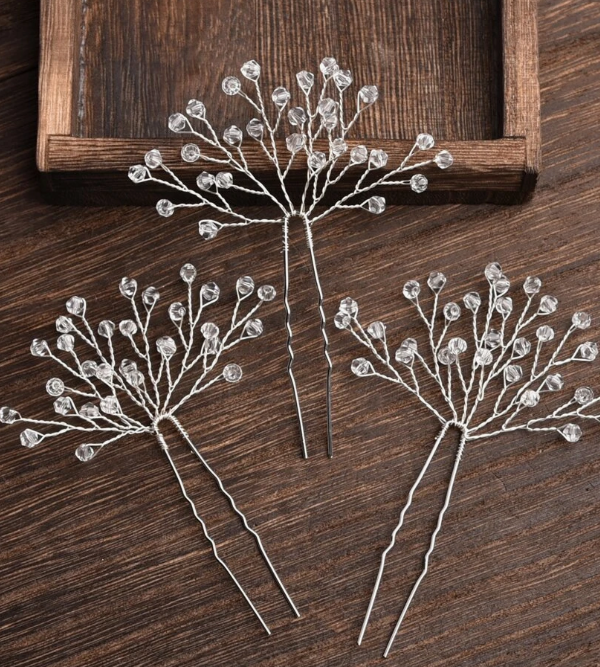 3pcsSet Women's Crystal U-Shaped Hairpin Hair Accessories