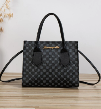 Fashionable and Elegant Printed Thousand Bird Checker Women's Handbag Black