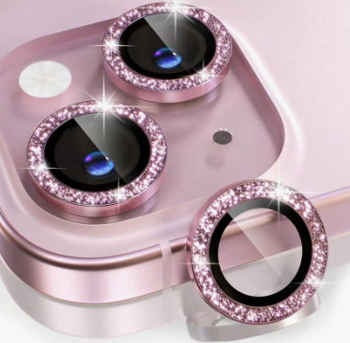 Rhinestone Camera Lens Protector Film Set Compatible With Iphone