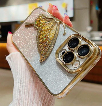 Luxury Apple 1pc High Quality Electroplated Ombre Glitter Bead Wing Design