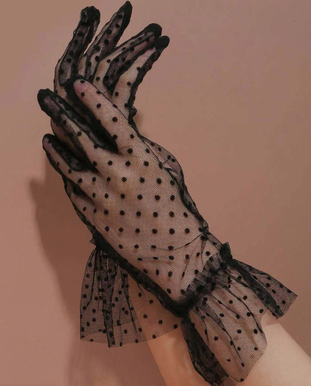 Polka Dot Ruffle Bridal Gloves, Valentine's Day and Fall Accessories