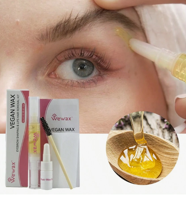 WAXKISS (Contains 1 Eyebrow Wax Stick, 20 Mini Wax Wipes, 1 Eyebrow Brush, 1 Moisturizing After-Wax Stick, and User Manual) 5g Eyebrow Hair Removal Kit, Soft Eyebrow Wax, Fast and Effective in Removing Eyebrow Hair, Small, Convenient and Easy to Carry,