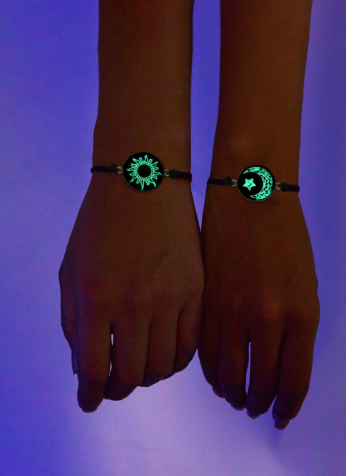 1 Pair Best Friend Bracelet with Luminous Sun, Moon, and Star Design