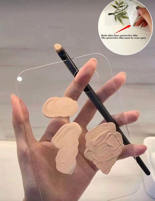 1pc Reusable Clear Acrylic Makeup Mixing Palette, Transparent Cosmetic Mixing Tray For Foundation & Concealer, Sanitary Mixing Plate For Liquid & Cream Makeup, Portable Makeup Palette For Daily & Special Occasion Makeup, Salon & Home Use
