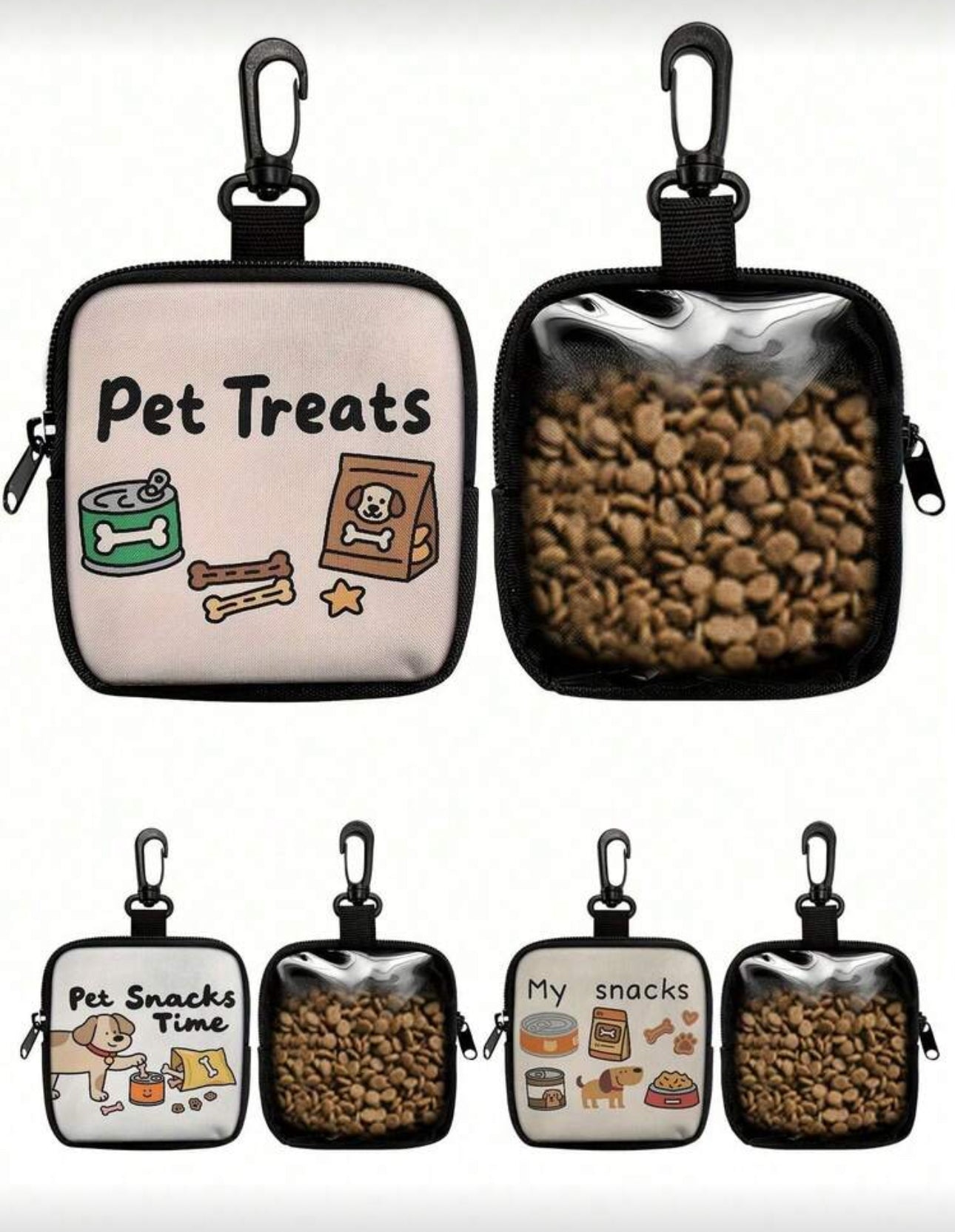 1pc Portable Pet Treat Bag Made Of Polyester, With Zipper And Hook Design, Suitable For Outdoor Activities And Walking Dogs, Can Store Dog/Cat Treats, Moisture-Proof, Great For Dog/Cat Owners And Trainers To Carry Pet Supplies, Pet Accessories, Sealed Pet