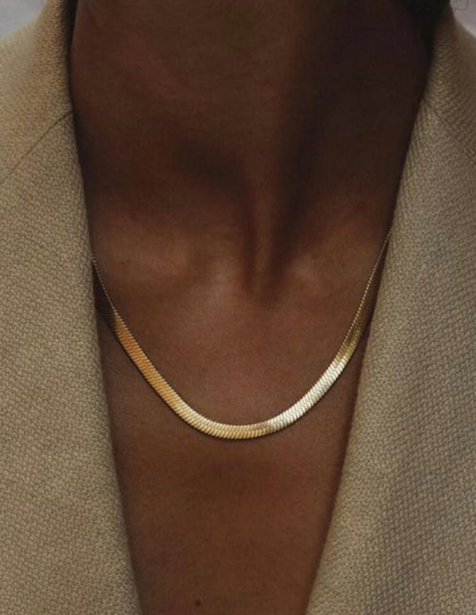 1pc Fashion Stainless Steel Herringbone Design Chain Necklace For Women For Daily Decoration