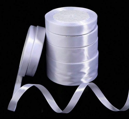 1 Roll White Satin Ribbon, Solid Color Shiny Fabric, Suitable For DIY Wedding Invitations, Bridal Bouquets, Gift Wrapping, Party Decorations, Sewing Crafts, Bridal Bouquet Accessories, Wedding Decor, Making Bows, Decorating Wedding And Birthday Cakes