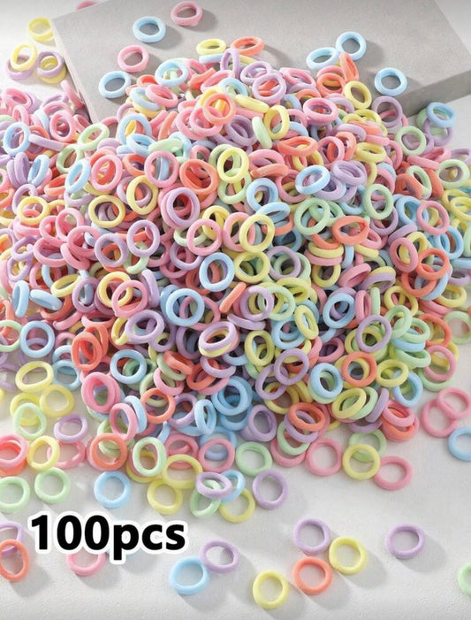 100Pcs Girls Simple Colorful 0.8 Inch Diameter Finger Size Hair Ties, Cute Non-Damaging Hair Bands Ponytail Holders Hair Accessories Suitable For Daily Use