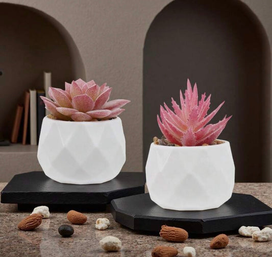 Artificial Succulent Plants, Small Fake Potted Plants, Pink Faux Greenery, Suitable For Living Room, Bedroom, Office Desk, Bookshelf, Bathroom Decor