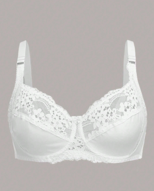 Plus Size Contrast Lace Underwire Bra Lingerie