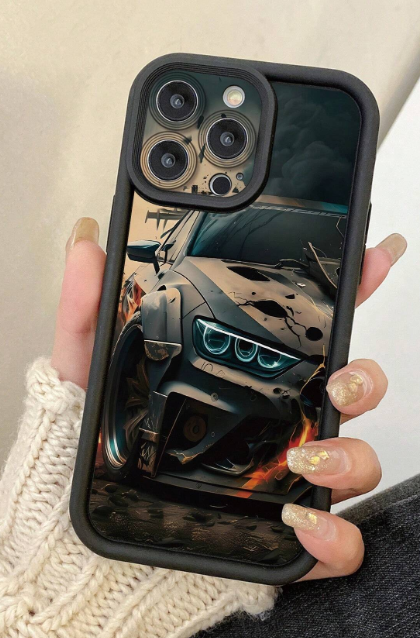 1 Piece Car Pattern Design Phone Case with Precise Holes to Protect Camera,