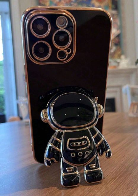 Astronaut Kickstand Phone Case, Shockproof Electroplating Foldable Protective Cover Compatible