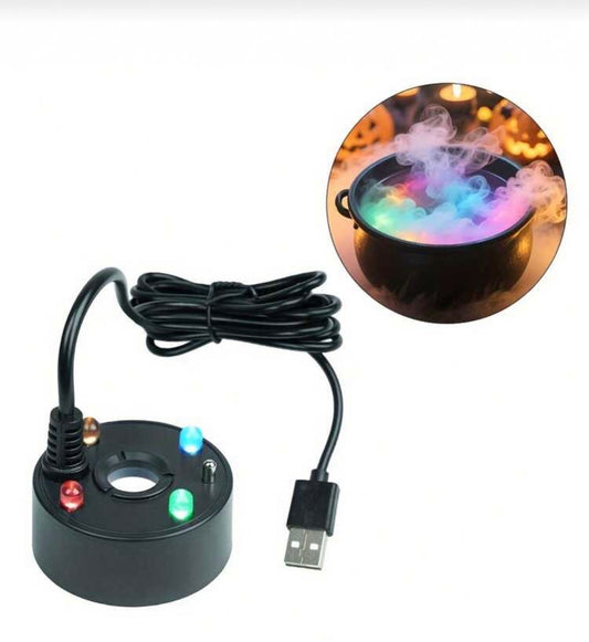 USB Powered Mist Maker, Multifunctional Mist Humidifier With Color Changing Lights, Suitable For Home Decor, Aquarium, Halloween Witch Cauldron, Fantasy Landscape, Portable Mister, Desktop Mist Fountain