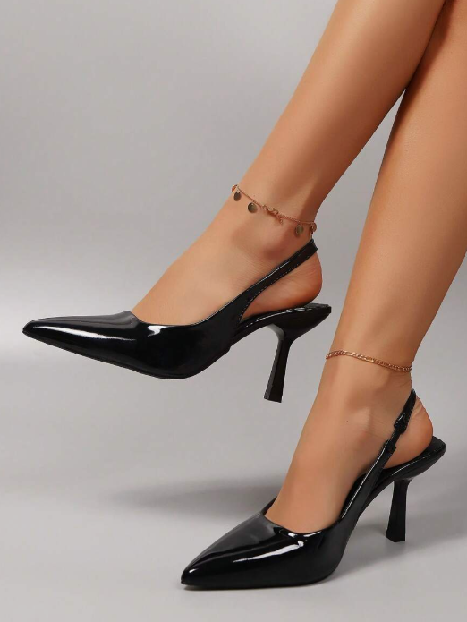 Spring New Women's Pointed Toe High Heels, Sexy Black Patent Leather Strap High Heels, Red High Heel Convertible Sandals