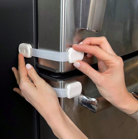 8 Pack Baby Safety Locks - Multi-Use Adjustable Safety Straps for Drawers, Refrigerators, Dishwashers, Toilet Seats, Cabinets, Cupboards, Ovens, Trash Cans - No Drilling & Adhesive Backing to Keep Kids Safe