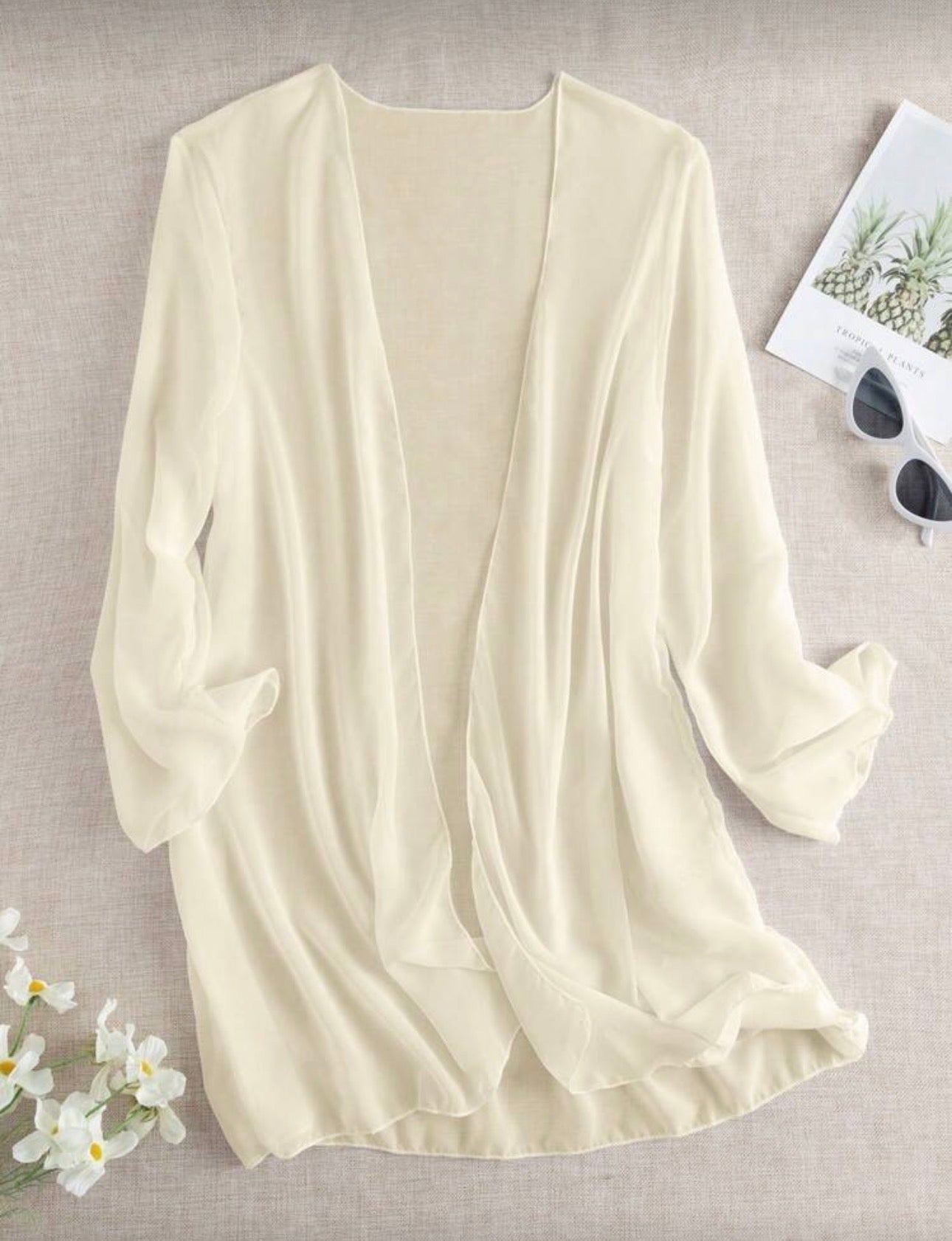 Swim Lushoire Women's Plain Color Simple Fashionable Casual Kimono Cover Up, Suitable For Daily Wear Summer
