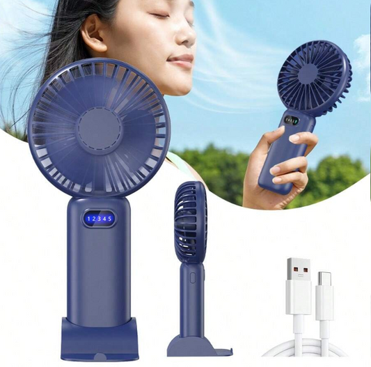 1 Piece Mini Portable USB-C Rechargeable Electric Fan with Powerful Airflow and Desktop Stand for Summer, Outdoor Use, Sports, Travel, Kitchen, Bedroom, School, Office, for Women, Men, Kids and Adults