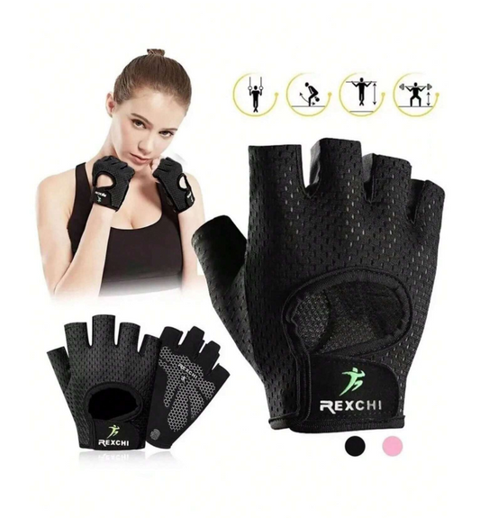 1 Pair Fitness Workout Gloves, Half Finger Gym Gloves with Anti-Slip Design for Exercise, Basketball, Weightlifting, Cycling, Black Gym Accessories