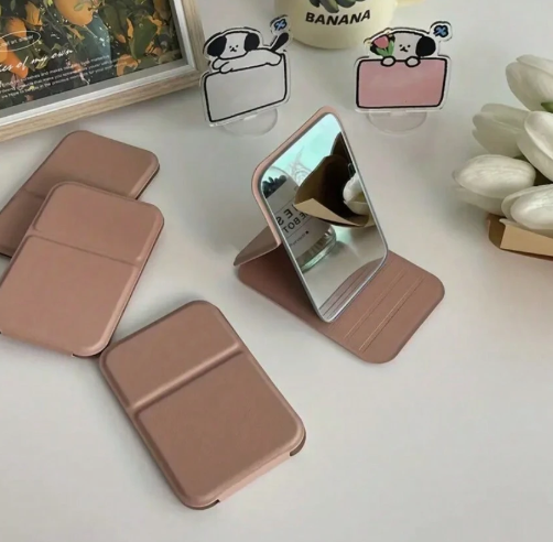 1 Piece Portable Folding Makeup Mirror, Cosmetic Mirror with Stand, Travel Mirror,