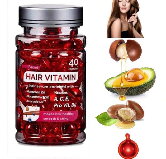 40pcs Hair Serum Capsules, Enriched With Vitamins A, C, E, Pro, B5, Moroccan Argan Oil And Avocado Oil, Unisex, No-Rinse Formula, Suitable For All Hair Types