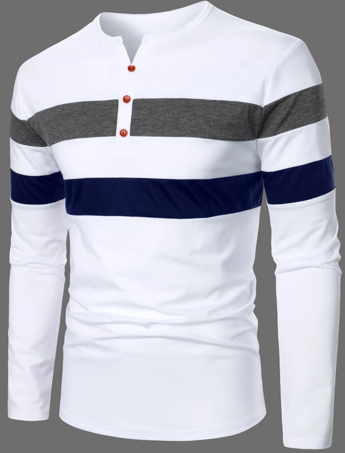 Manfinity Homme Men's Slim Fit Long Sleeve Button Down Color Block Casual Simple Polyester T-Shirts