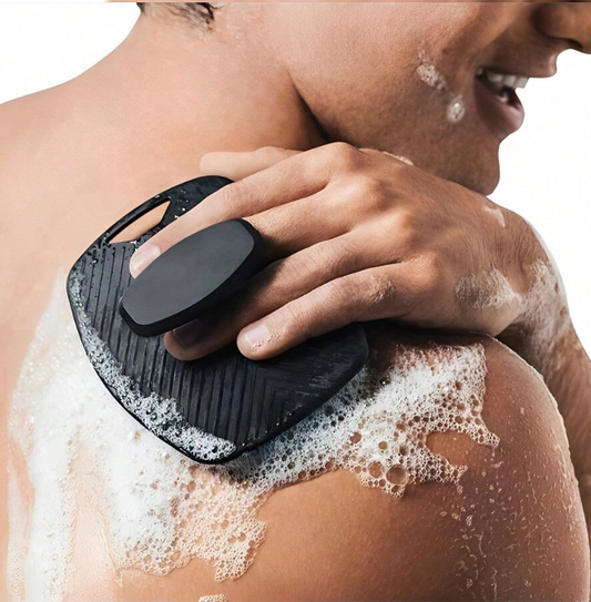 1 Piece Silicone Body Scrubber and Gentle Body Scrubber for Men | Handheld Shower Brush with Non-Slip Handle, Gentle Exfoliation and Massage | Use in Multiple Scenarios Such as Bath, Gym, Camping, Travel, Bathroom Storage Organizer