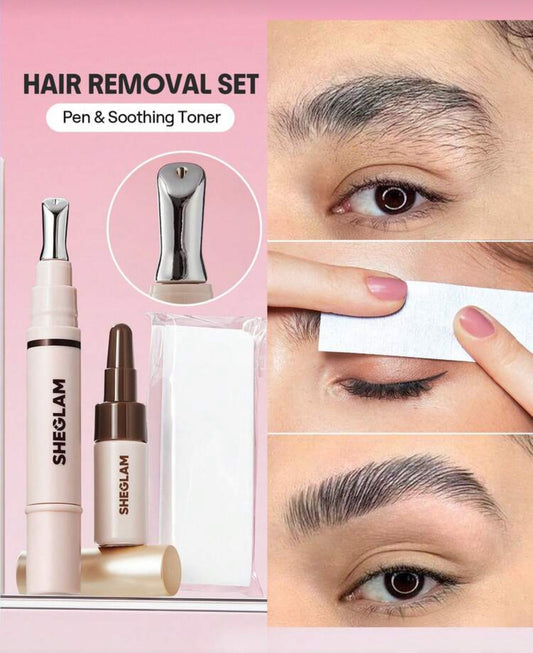 SHEGLAM Ez Control Hair Removal Pen & Ez Control Soothing Toner Skin-Friendly Wax Mild Non-Irritating Sensitive Formula Suitable For All Skin Types Quick Eyebrow Hair Removal For Eyebrows Upper Lip Chin