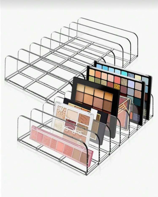 1pc Makeup Storage Box For Eye Shadow Palette, Transparent Cosmetic Organizer, Suitable For Vanity Table, Bathroom Countertop & Cabinet, With 7 Compartments,For Holiday Beach, Bathroom Collection, Bedroom Collection, Large Capacity,Makeup Bag,Travel Essen