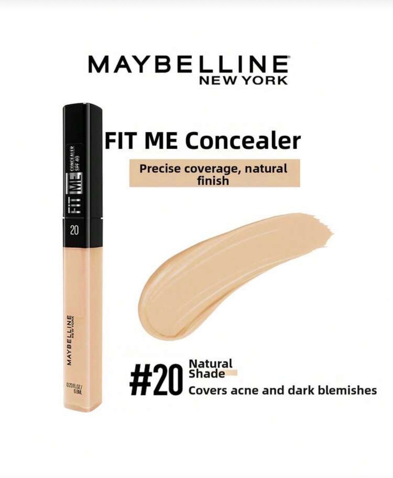 Maybelline Custom Flawless Concealer, Brightens Dark Circles, 6.8ml SPF40 PA++