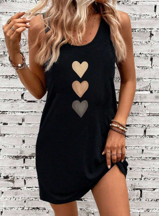 EMERY ROSE Women's Casual Minimalist Heart Pattern Ribbed Crop Top, Fitted Short Summer Dress