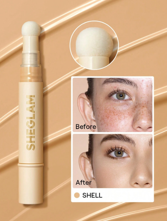 SHEGLAM Concealer Complexion Boost Concealer-Shell Applicator with Sponge Head Matte Liquid Concealer Long-lasting Brightening Color