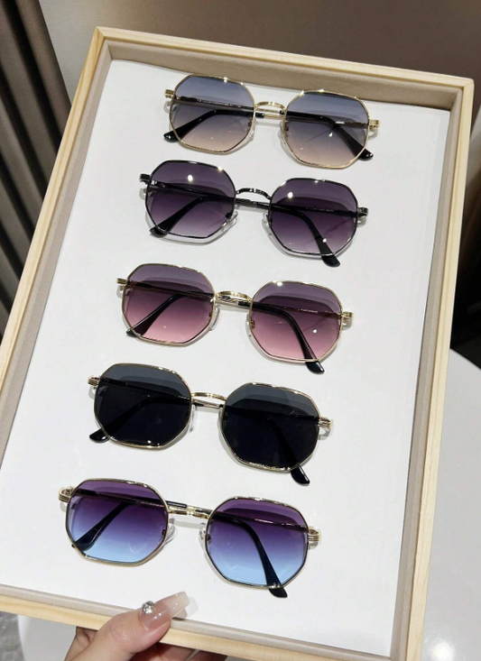 5 Pieces/1 Piece Lot - Women's Multicolor Retro Metal Frame Polygon Glasses Korean Style Eyeglasses Suitable for Daily Use, School, Beach, Summer Vacation, Outdoor and Travel