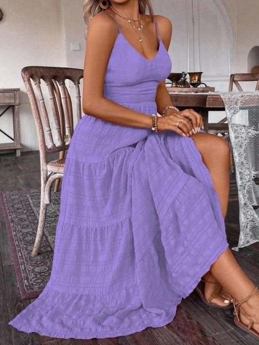 Breezaya Women's Plus Size Solid Backless Bowknot Summer Maxi Dress