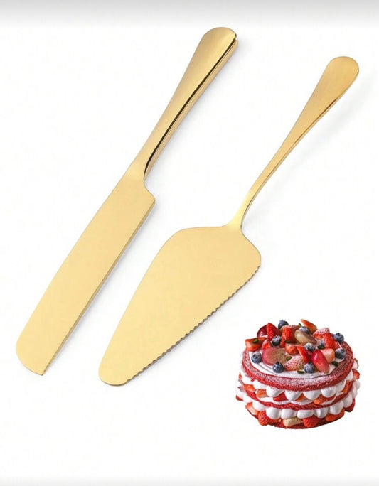 2pcs Stainless Steel Baking Cutlery Cheese & Bread Knife And Shovel Set, Suitable For Pizza, Cake, Pie, Bread, Ideal For Restaurants, Weddings, Birthday Banquets, Dessert Cake Knife, Pizza Shovel, Kitchen, Christmas Gift,School Supplies