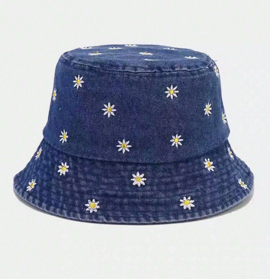 1 Piece Daisy Embroidery Bucket Hat - Great for Outdoor Activities, Travel & Sun Protection