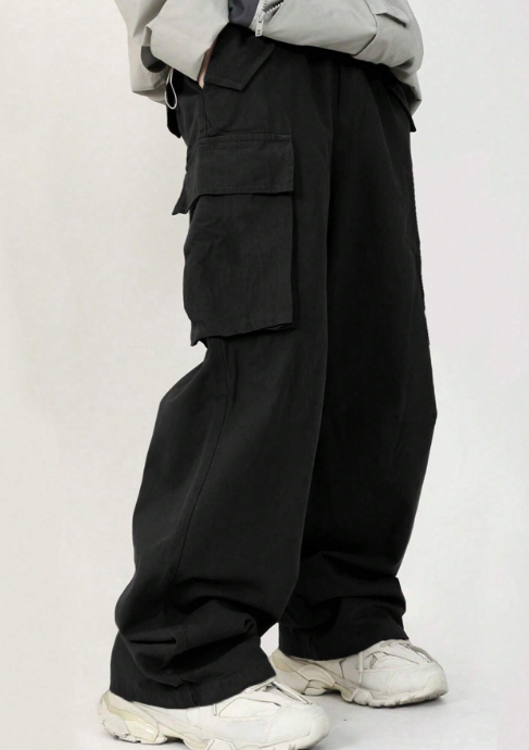 SHEIN Preteen Boys' 3D Printed College Style Slant Pockets Holiday Solid Woven Pants