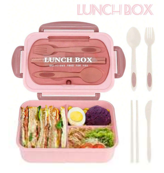 Bento Box Set for Adults, Lunch Boxes with 3 Compartments, Eating Food Container with Cutlery, Sauce Pot, Cupcake Liners, Microwave and Dishwasher Safe, Brown, (Send Knives, Forks, Spoons, Chopsticks), Kitchen and Christmas Gift