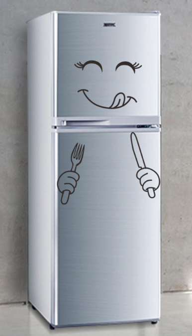 1 Piece Cartoon Graphic Refrigerator Sticker, Black PVC Refrigerator Sticker for Kitchen Decor, Stickers, Wall Sticker, Vinyl Sticker for Home Decorations, Spring Decor Items to Refresh Your Home, Festival Decor Stickers, Birthday Graduation Gifts