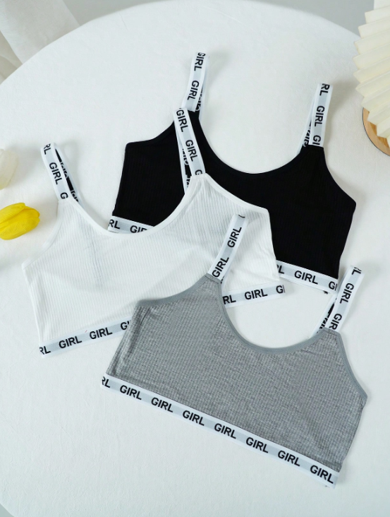 3 Pack Yoga Bralettes Sports Set with Letter Print