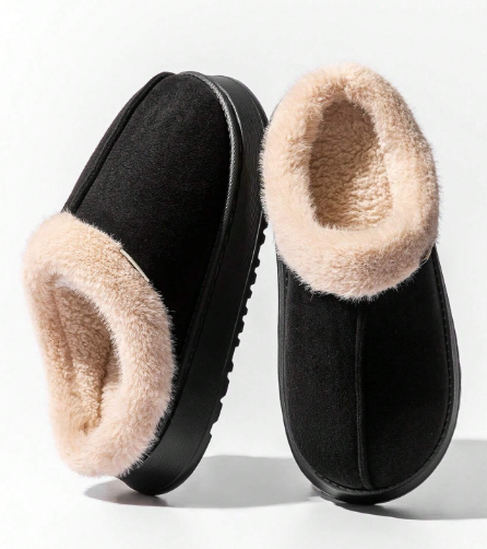 Men's soft warm slippers, thermally lined with thick non-slip soles, suitable for indoor and outdoor use, casual fashion solid color house shoes for winter