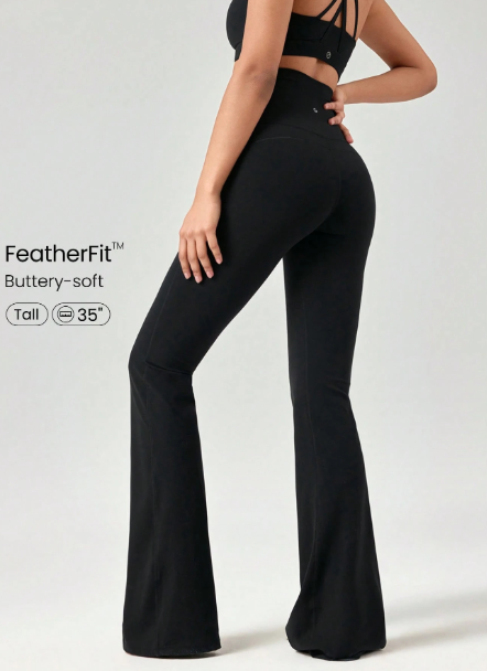 GLOWMODE 35" Ruffle Long Sleeve Lycra Sportswear Fitness Leggings for Yoga, Pilates, and Casual Daily Wear