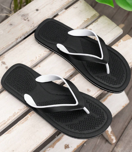 Men's Flip Flops, Simple Solid Color Versatile Outdoor Non-Slip Massage Quick-Dry Beach Shoes