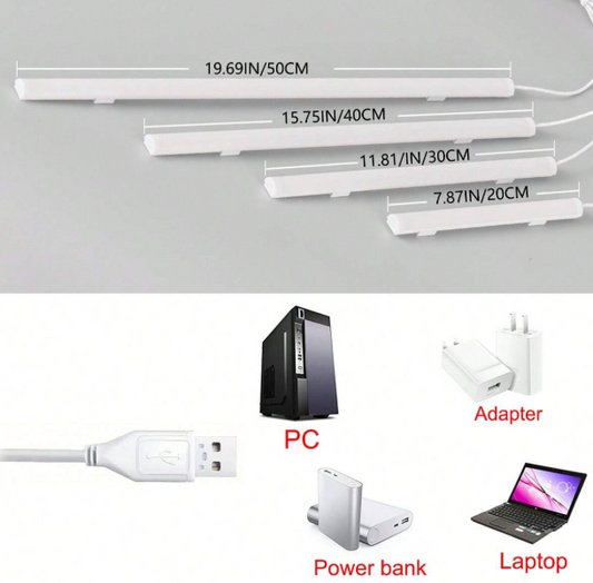 USB powered LED light strip with adjustable brightness, suitable for makeup mirror, dressing table, student desk, bookshelf, long strip eye-care desk lamp, magnetic night light