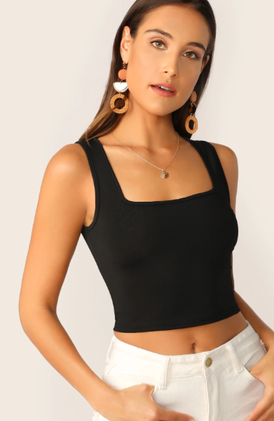 Firerie Square Neck Ribbed Crop Tank Top