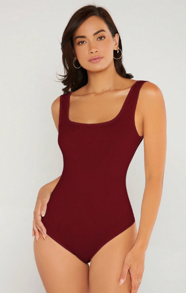 SHEIN BASICS Women's 1 Piece Minimalist Solid Daily Casual Bodysuit