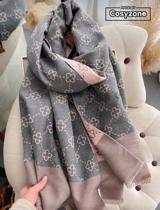 Elegant 1pc Women Faux Cashmere Women Scarf,Jacquard Patterned Fashionable All-Match Shawl, Thickened Warm Scarf For Daily Wear In Autumn And Winter